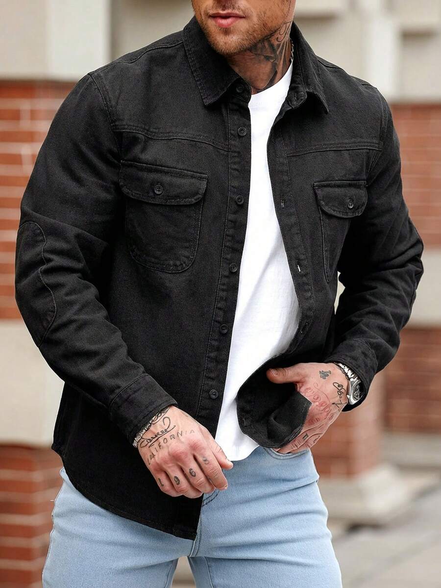 Muška ležerna streetwear teksas košulja dugih rukava