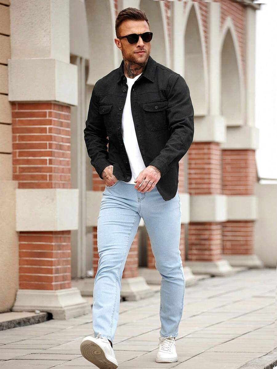 Muška ležerna streetwear teksas košulja dugih rukava
