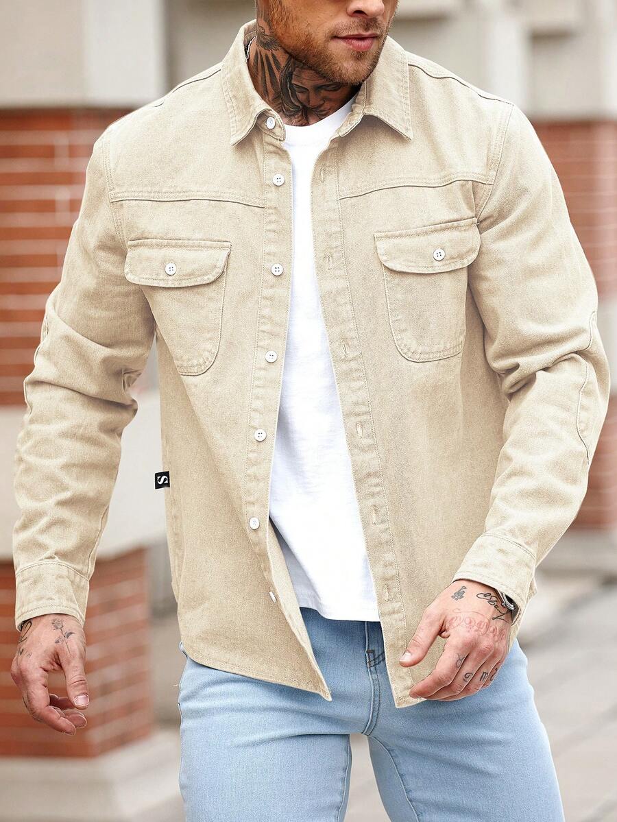 Muška ležerna streetwear teksas košulja dugih rukava