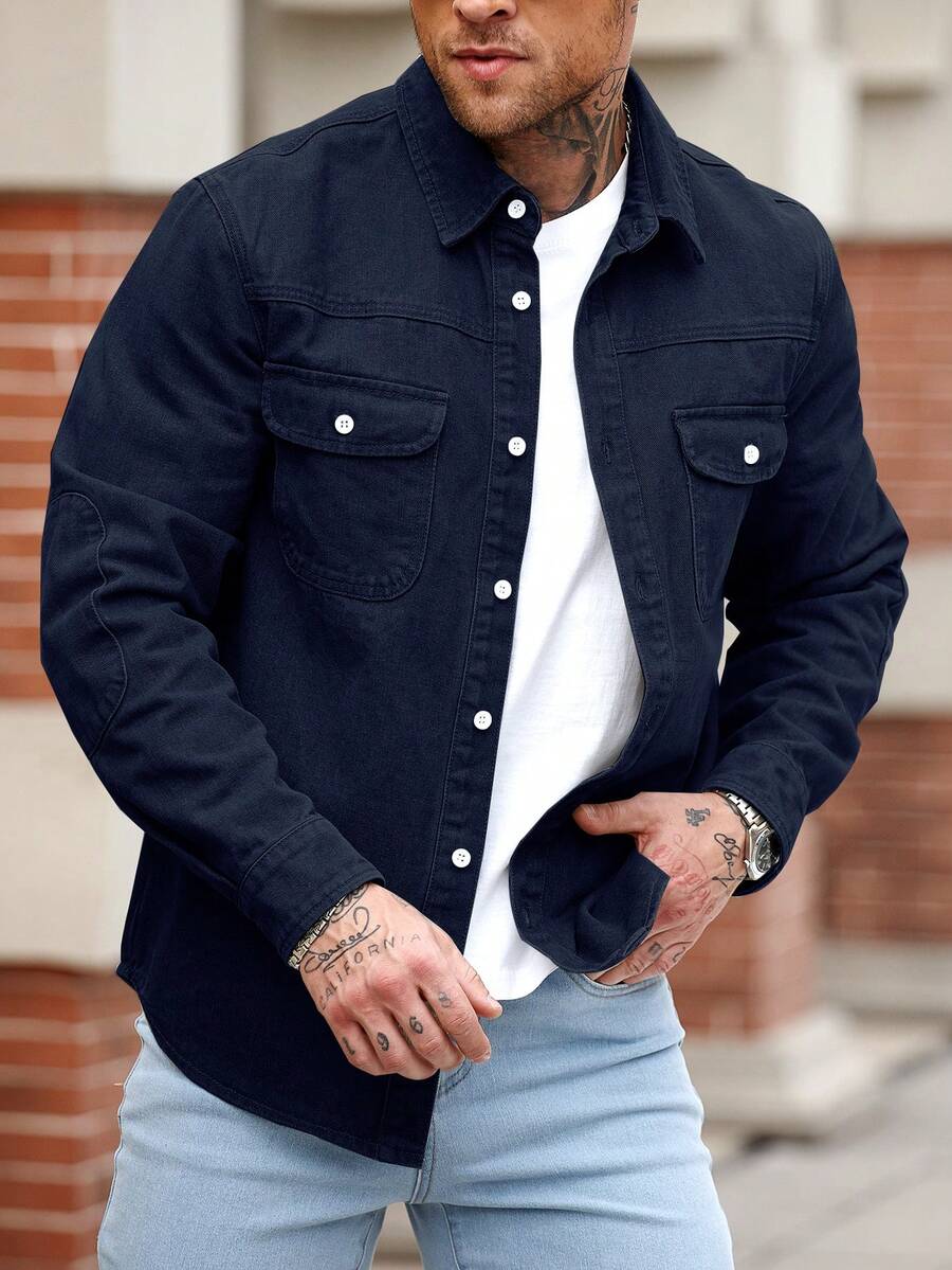 Muška ležerna streetwear teksas košulja dugih rukava
