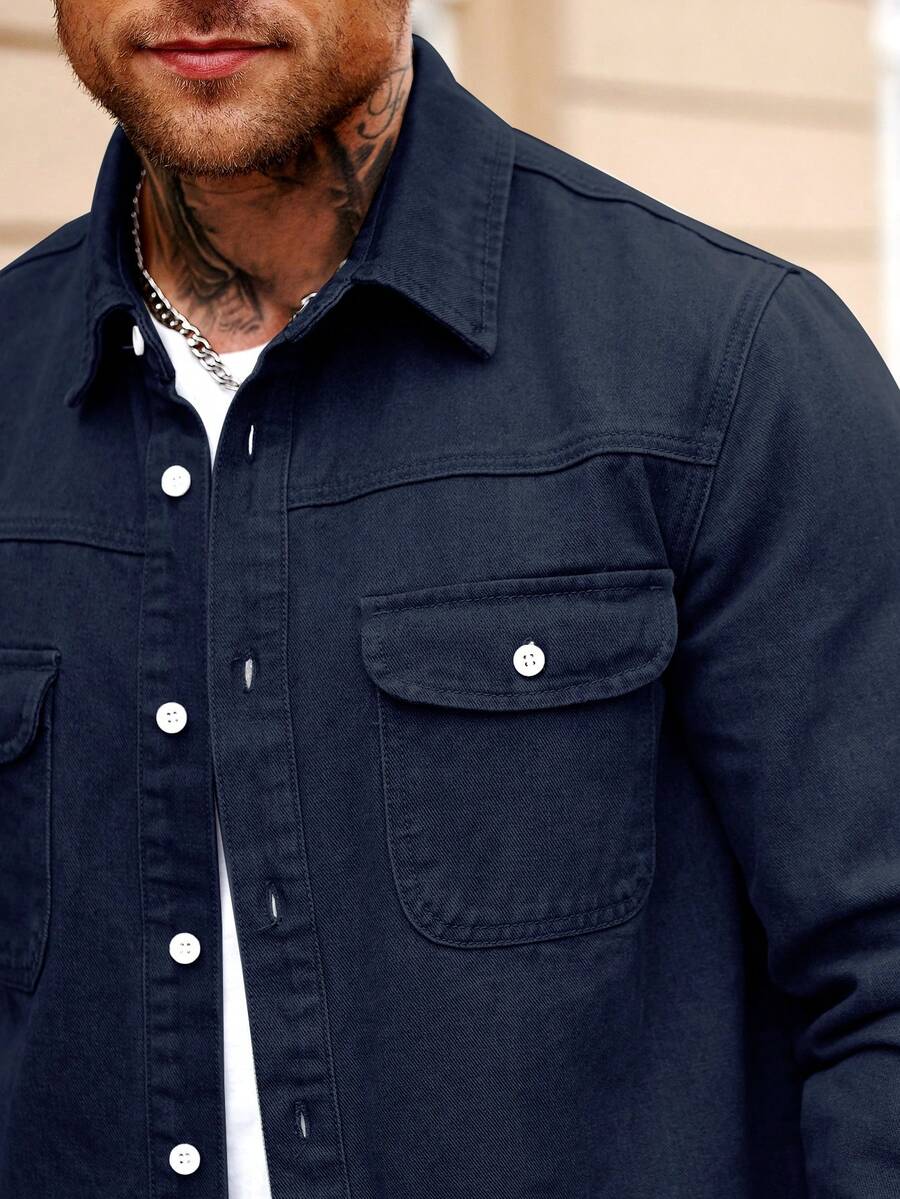 Muška ležerna streetwear teksas košulja dugih rukava