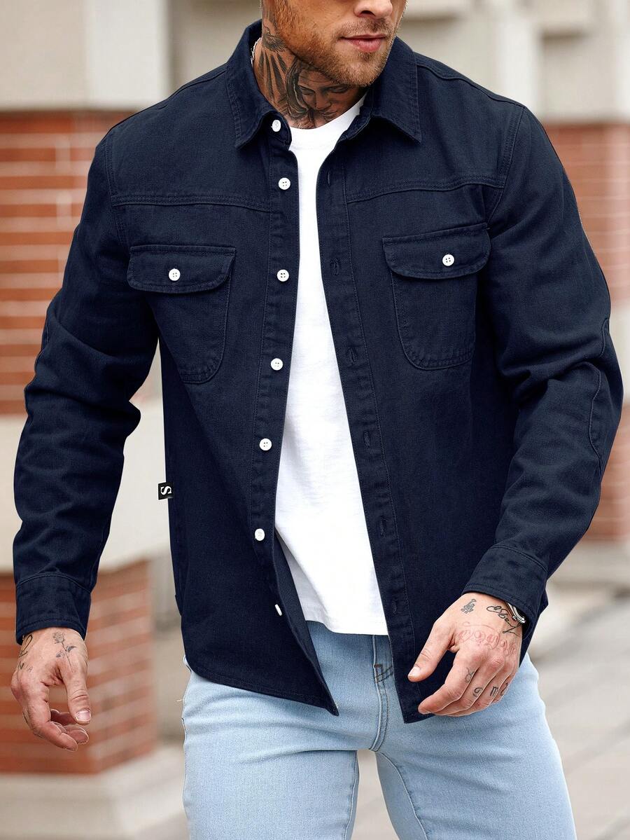 Muška ležerna streetwear teksas košulja dugih rukava
