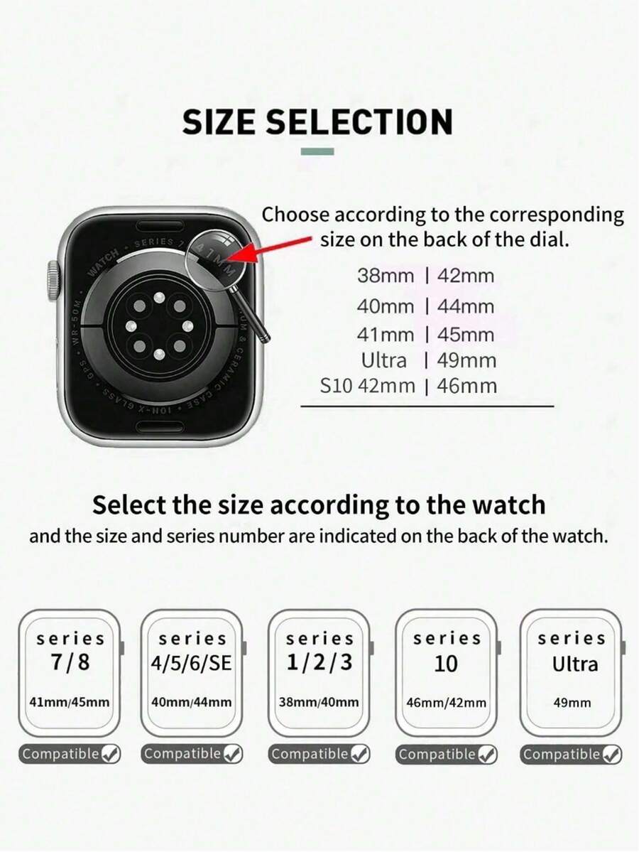 Narukvica za Apple Watch, uniseks, sjajna modna narukvica kompatibilna sa Apple Watch 38mm 40mm 41mm 42mm 45mm 46mm 49mm, Series 10/9/8/7/6/5/4/3/2/1/SE/Ultra, podesiva