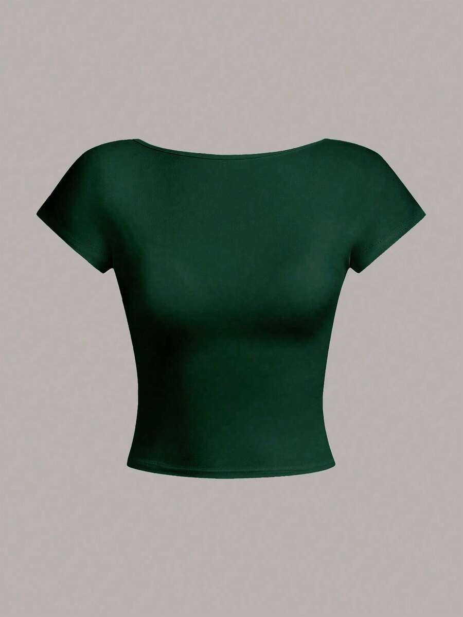 Ženska podstavljena seksi crop majica, slim fit