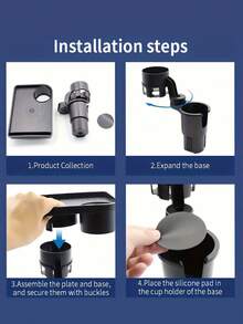 Adjustable Car Cup Holder With 360° Rotating Tray - ABS Plastic Beverage And Food Stand, Extendable Tabletop Drink Holder, Suitable For SUV, Truck - Heavy Duty Vehicle Interior Accessory, Holds Hot/Cold Drinks And Snacks, Compatible