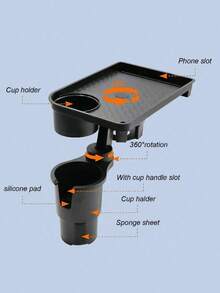 Adjustable Car Cup Holder With 360° Rotating Tray - ABS Plastic Beverage And Food Stand, Extendable Tabletop Drink Holder, Suitable For SUV, Truck - Heavy Duty Vehicle Interior Accessory, Holds Hot/Cold Drinks And Snacks, Compatible