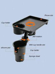 Adjustable Car Cup Holder With 360° Rotating Tray - ABS Plastic Beverage And Food Stand, Extendable Tabletop Drink Holder, Suitable For SUV, Truck - Heavy Duty Vehicle Interior Accessory, Holds Hot/Cold Drinks And Snacks, Compatible