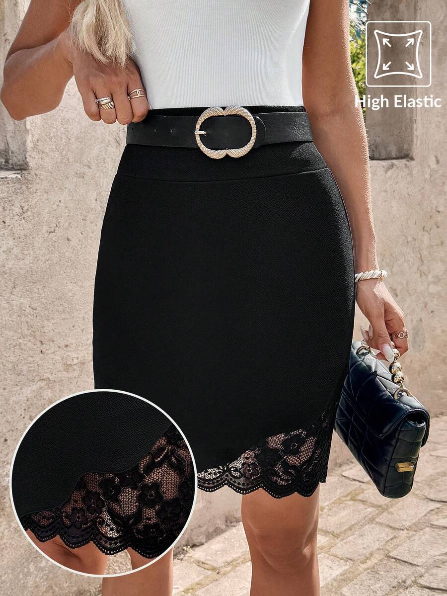 Ženska Elegantna Suknja sa Čipkastim Umetkom