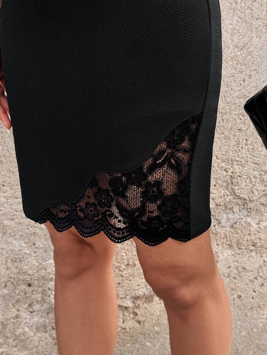 Ženska Elegantna Suknja sa Čipkastim Umetkom