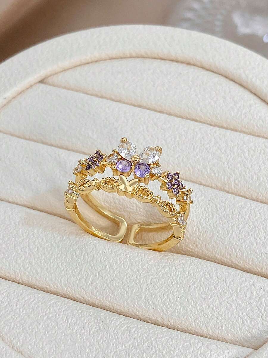 Prsten od 18K pozlaćenog zlata sa vintage dizajnom slatke deteline