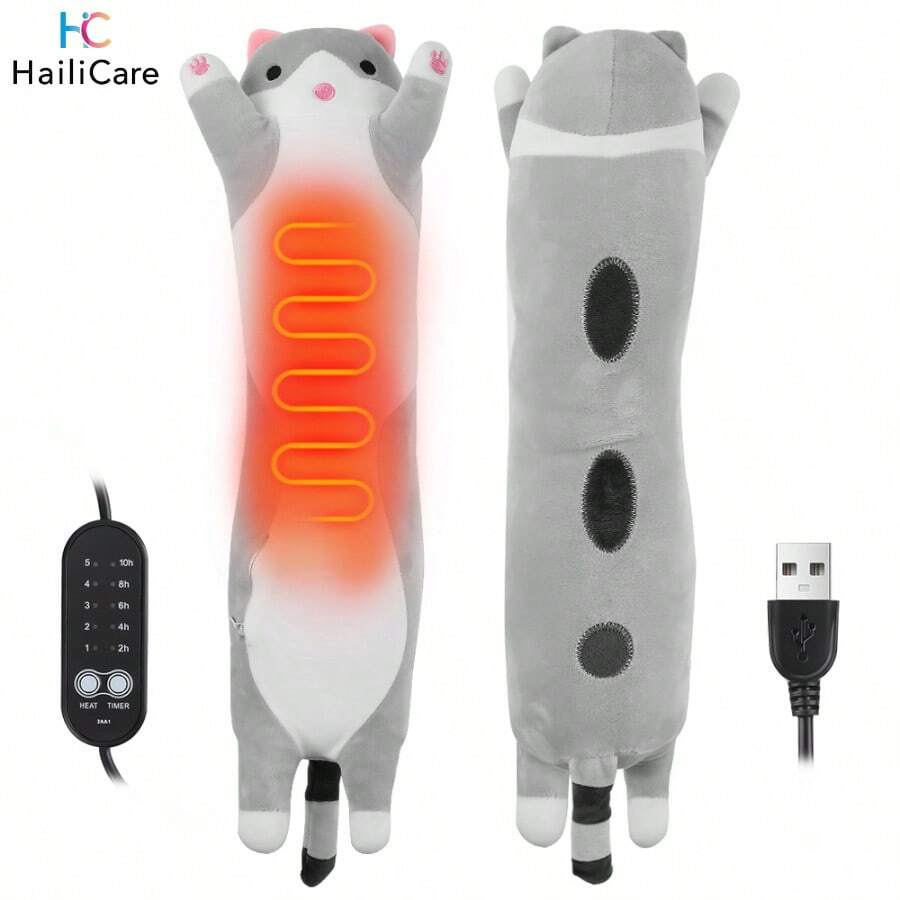 Hailicare USB Powered Electric Heating Blanket, Plush Cute Cat Heating Pillow For Menstrual Period, 5 Temperature Settings, Gift For Women, Girls, Parents And Friends For Halloween, Christmas, Thanksgiving