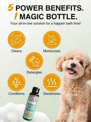 PET 5 In 1 Dog Shampoo & Conditioner For Itchy Skin Relief! | Natural Coconut Oatmeal Aloe Vera | Sensitive Skin Puppy Wash | Deodorizing Smelly Dogs (3.38oz)