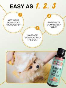PET 5 In 1 Dog Shampoo & Conditioner For Itchy Skin Relief! | Natural Coconut Oatmeal Aloe Vera | Sensitive Skin Puppy Wash | Deodorizing Smelly Dogs (3.38oz)