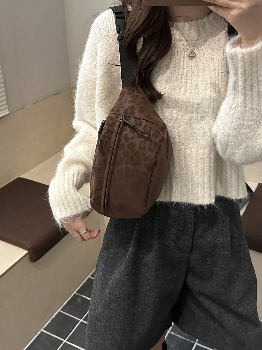 Torba za struk od prevrnute kože sa leopard printom, velikog kapaciteta