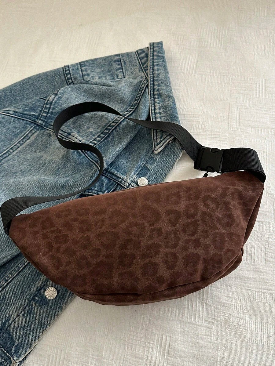 Torba za struk od prevrnute kože sa leopard printom, velikog kapaciteta