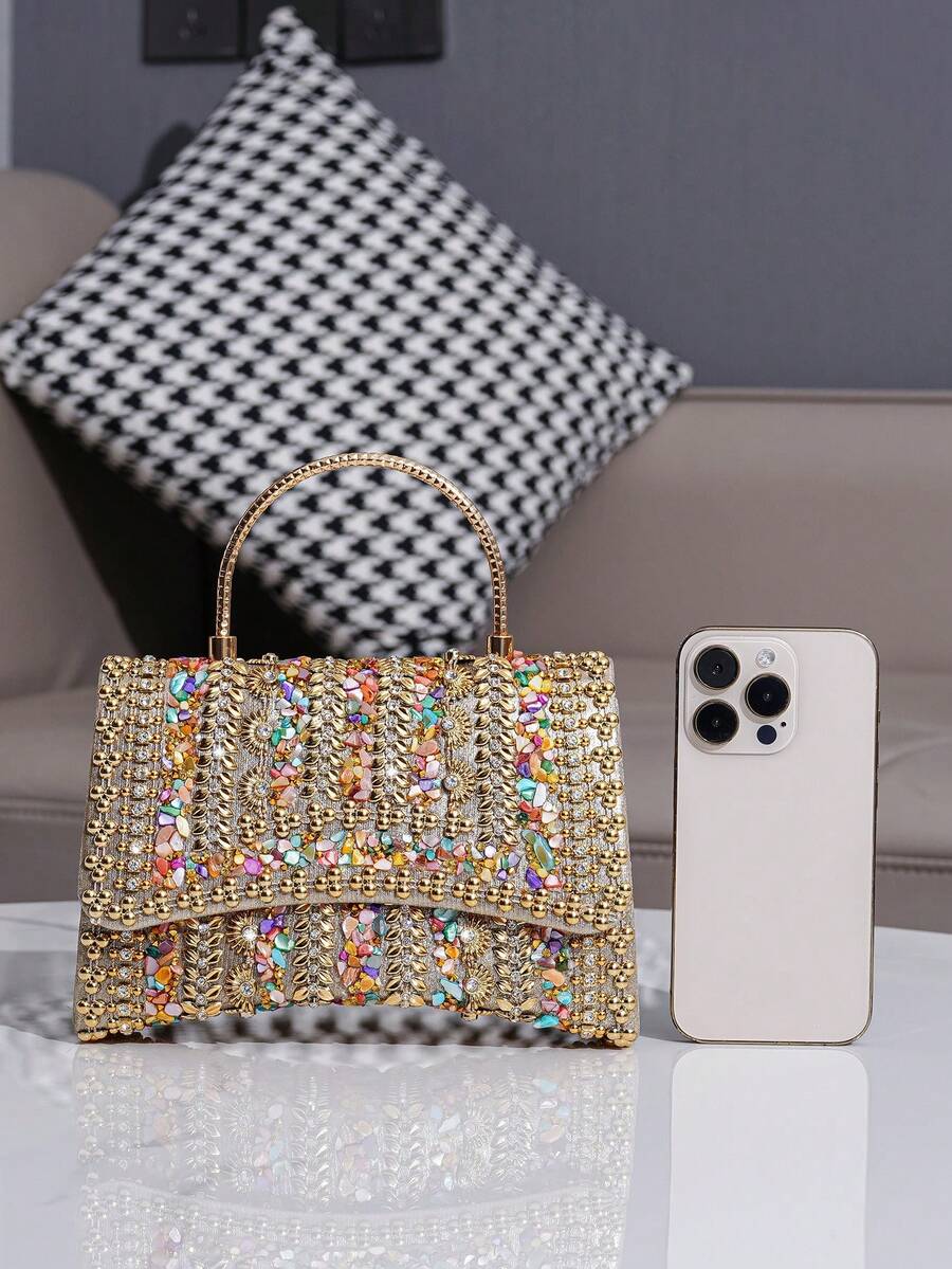 Torba sa šljokicama i kristalima, elegantna