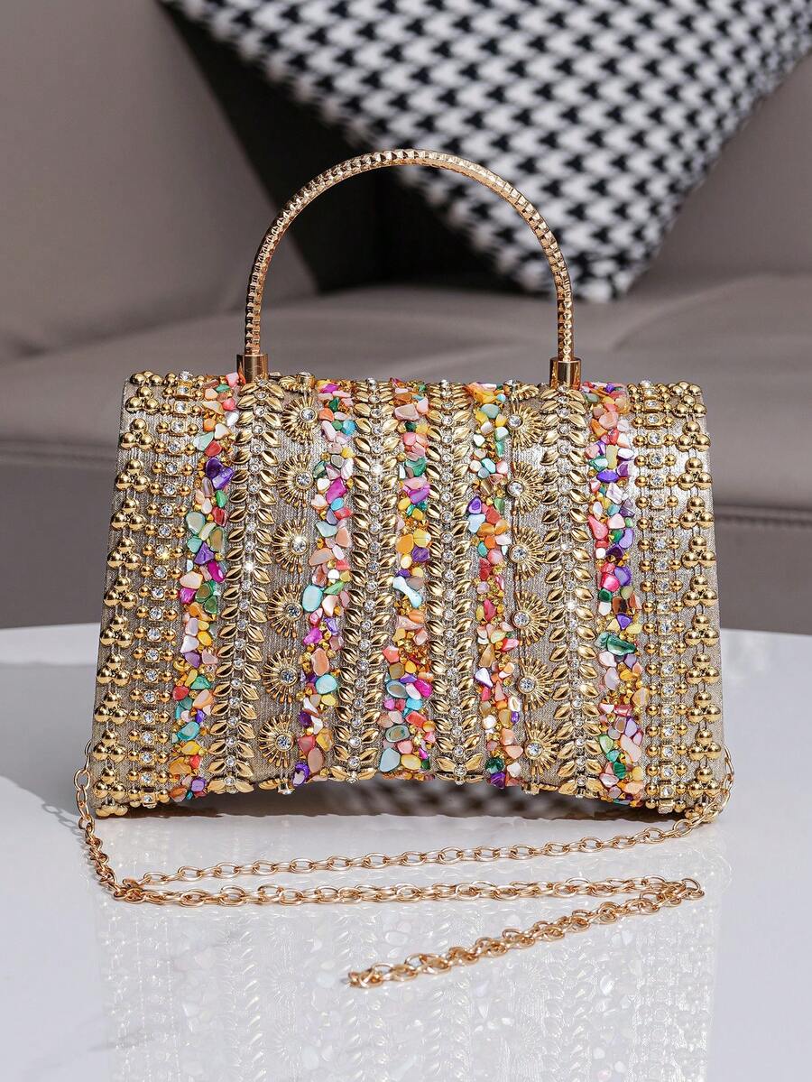 Torba sa šljokicama i kristalima, elegantna