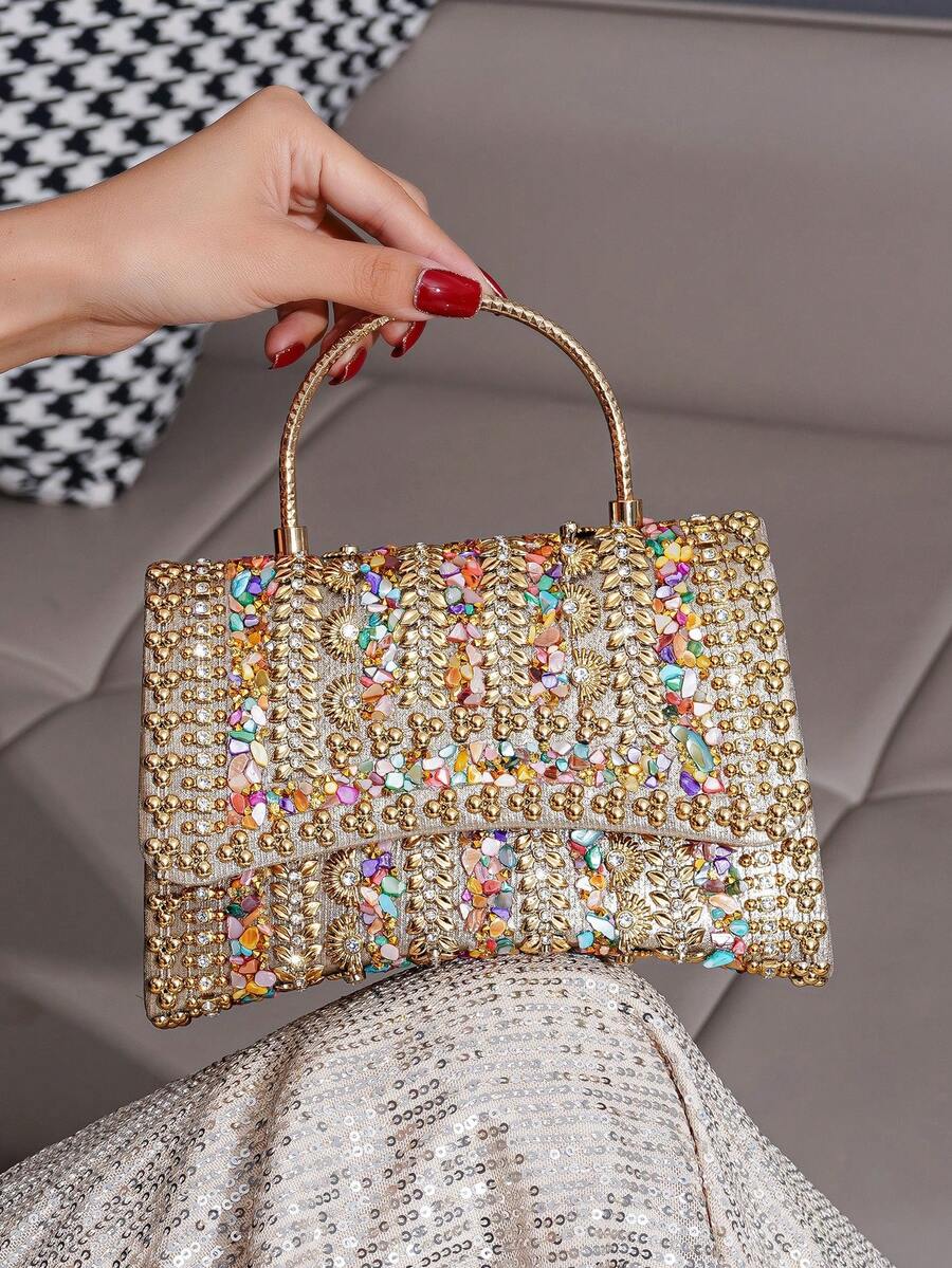 Torba sa šljokicama i kristalima, elegantna