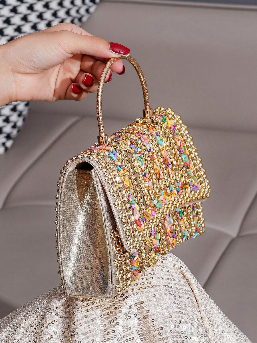 Torba sa šljokicama i kristalima, elegantna