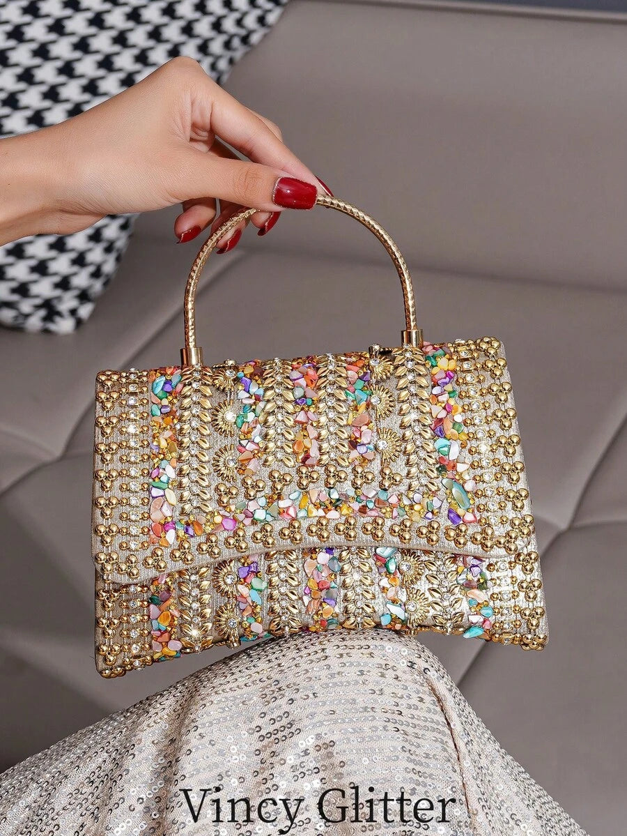 Torba sa šljokicama i kristalima, elegantna