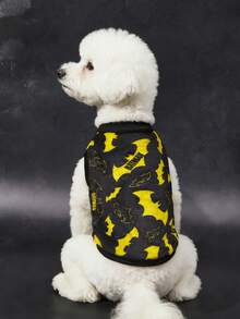 BATMAN X SHEIN 1pc Cartoon Pattern Printed Pet Plush Vest