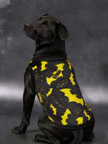BATMAN X SHEIN 1pc Cartoon Pattern Printed Pet Plush Vest