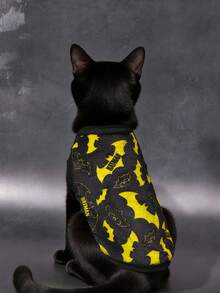 BATMAN X SHEIN 1pc Cartoon Pattern Printed Pet Plush Vest