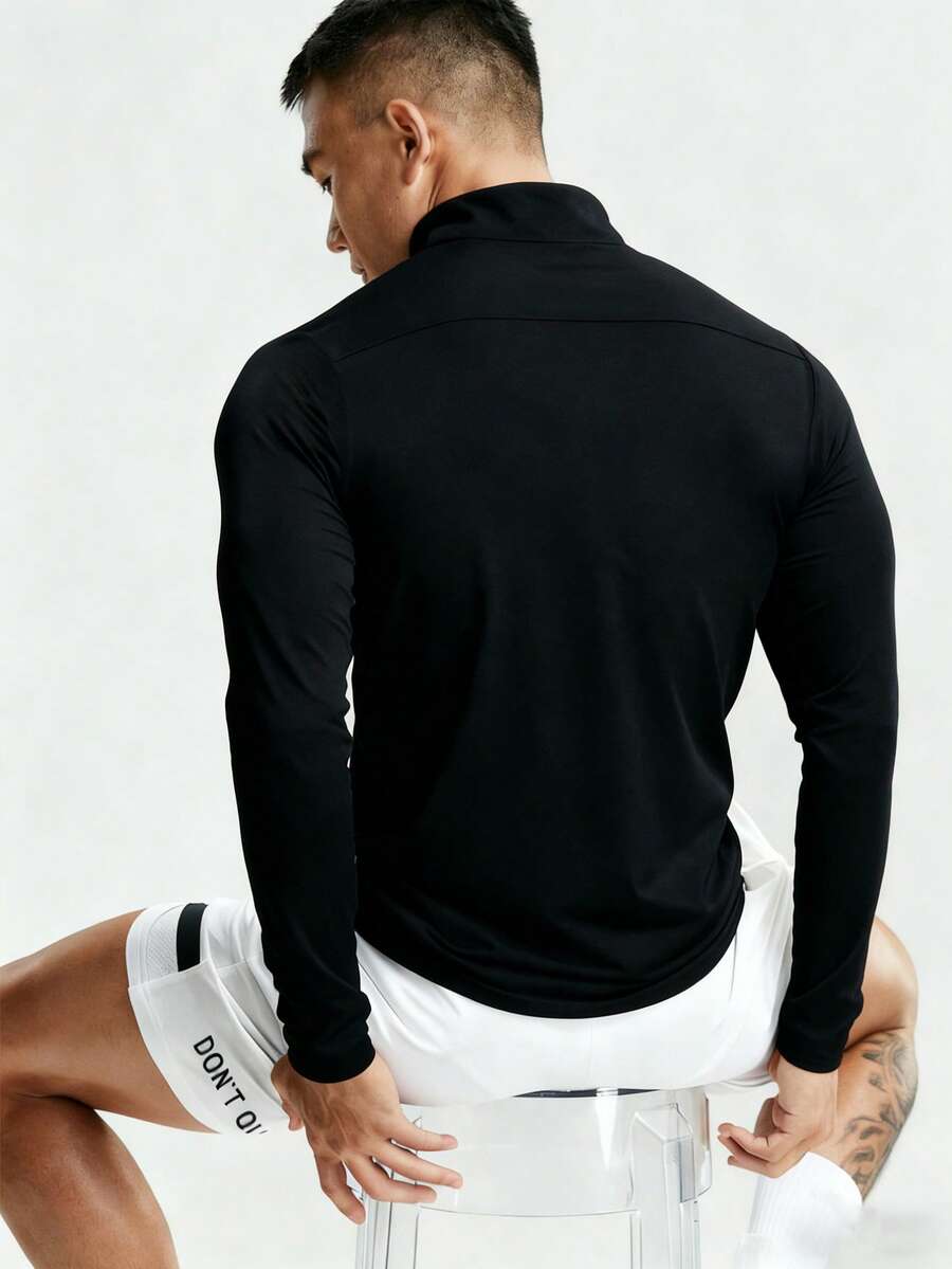 Muška ležerna sportska jakna jednobojna sa podignutom kragnom, slim fit, za teretanu