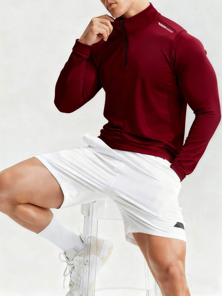 Muška ležerna sportska jakna jednobojna sa podignutom kragnom, slim fit, za teretanu