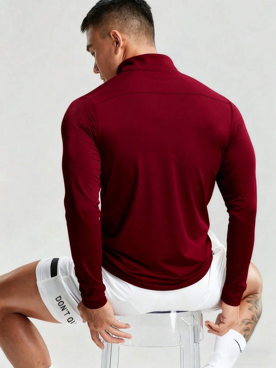 Muška ležerna sportska jakna jednobojna sa podignutom kragnom, slim fit, za teretanu
