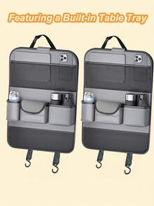 1pc Car Seat Back Storage Organizer Rack, Foldable Tray - Multifunctional Car Storage Box, Large Capacity Organizer Bag, Adjustable Straps, Easy Installation, Extendable Bottom, Various Storage Options, Keeps Car Interior Tidy And Durable, Easy To Clean