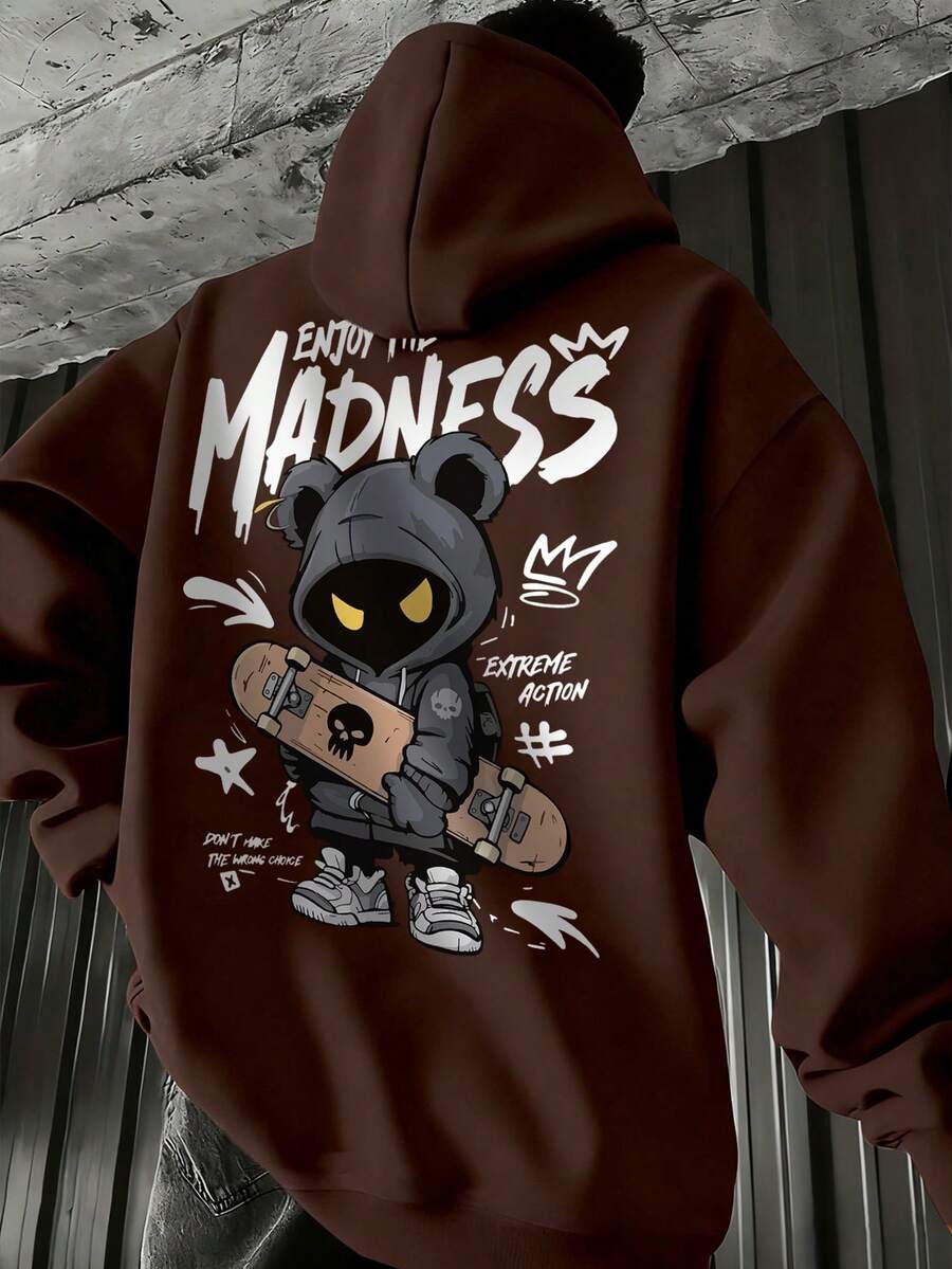 Muški ležerni modni street hoodie duks za ekstremne sportove sa crtanim printom