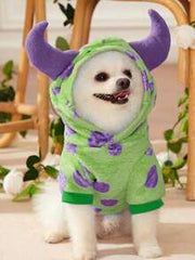 PETSIN 1pc Polka Dot Fleece Monster Costume Hoodie For Pets