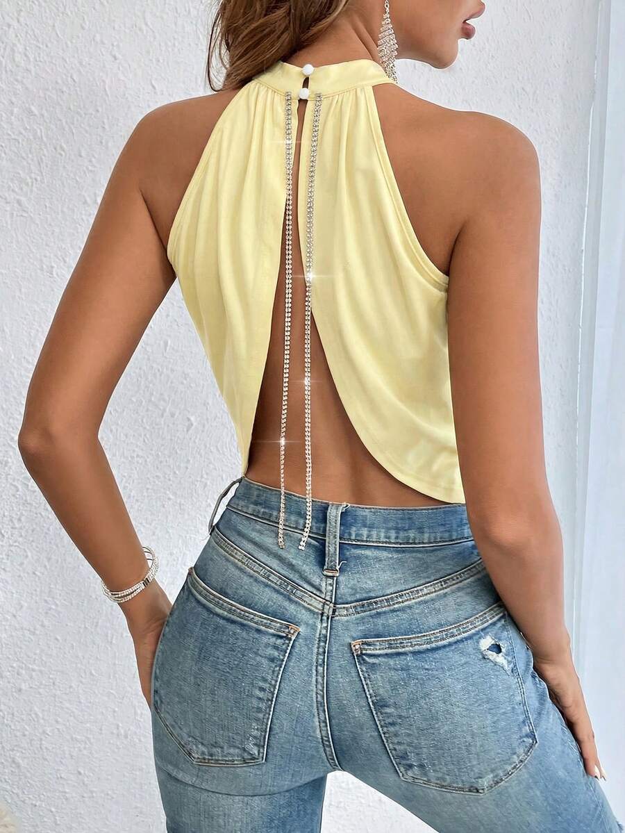 Halter Top sa Detaljima od Kristala