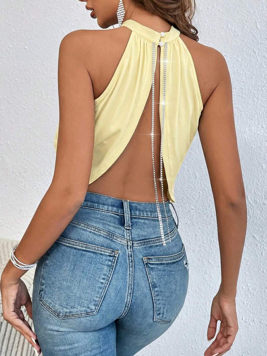 Halter Top sa Detaljima od Kristala
