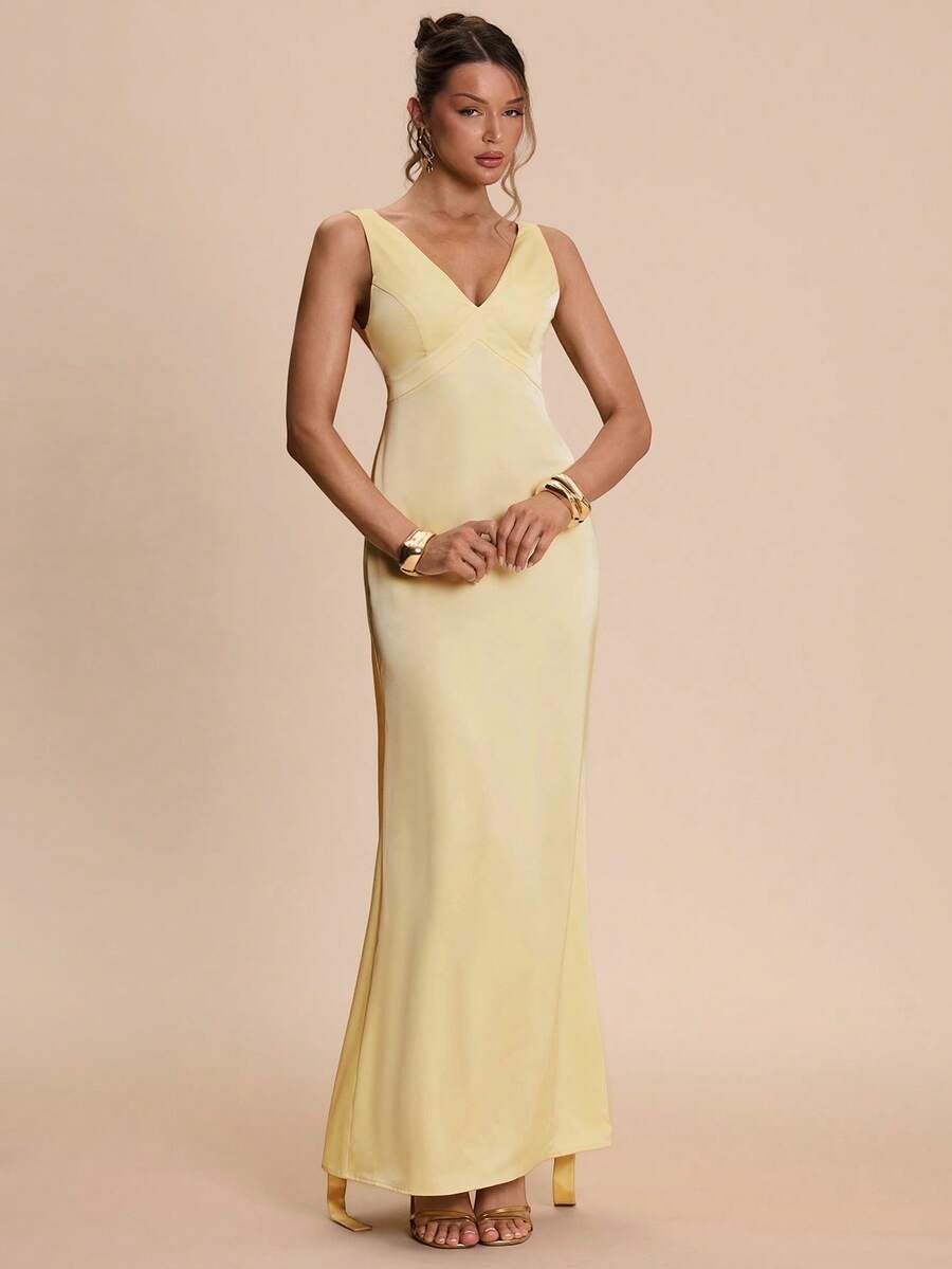 Ženska elegantna saten mermaid haljina