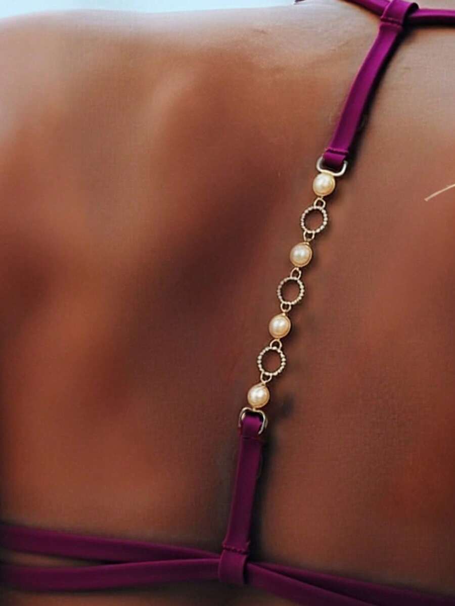 Swim Vcay Jednobojni Halter Bez Leđa Dekorativni Seksi Modni Bikini Top