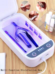 1pc White Multifunctional Nail Tool Disinfection & Aromatherapy Box, UV Disinfection, Suitable For Nail Salon Tools, Tweezers, Tattoo Scissors, Jewelry, Phones, Watches, Keys