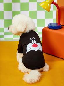LOONEY TUNES X PETSIN 1pc Small Black Cat Face Printed Pet Winter Clothing