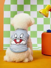 LOONEY TUNES X PETSIN PETSIN 1pc Cute Happy Rabbit Cartoon Print Gray Pet Vest