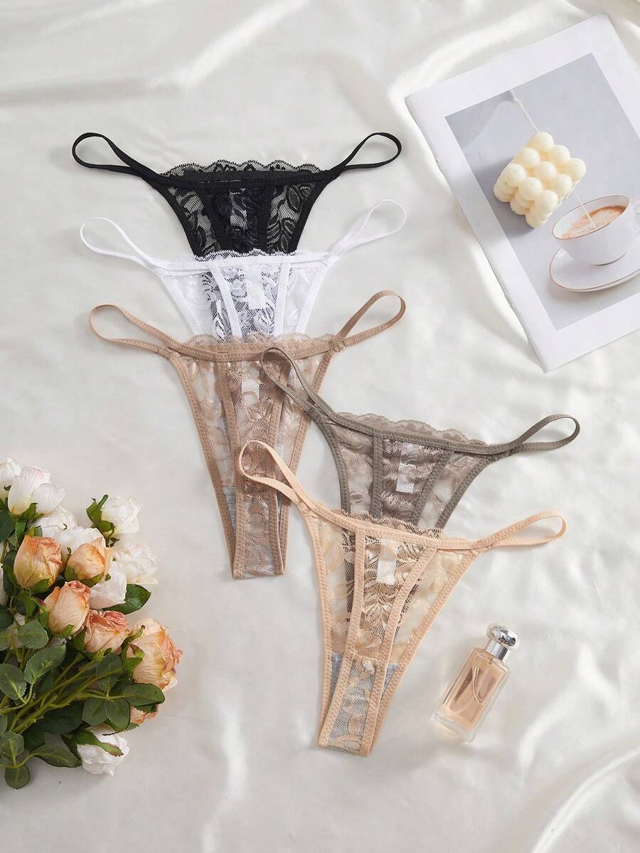 5 kom/pakovanje seksi ženske gaćice G-string od čipke, prozračne i udobne