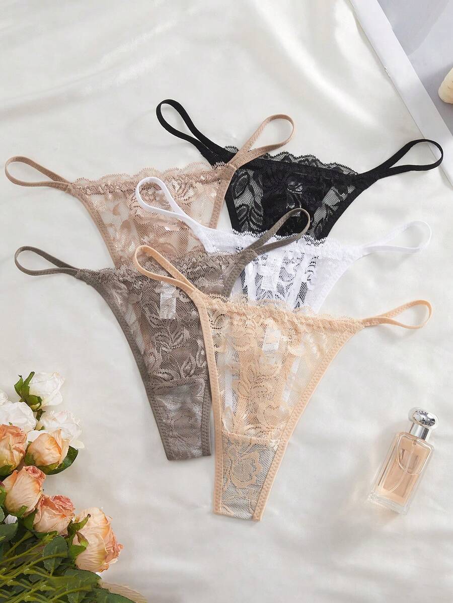 5 kom/pakovanje seksi ženske gaćice G-string od čipke, prozračne i udobne