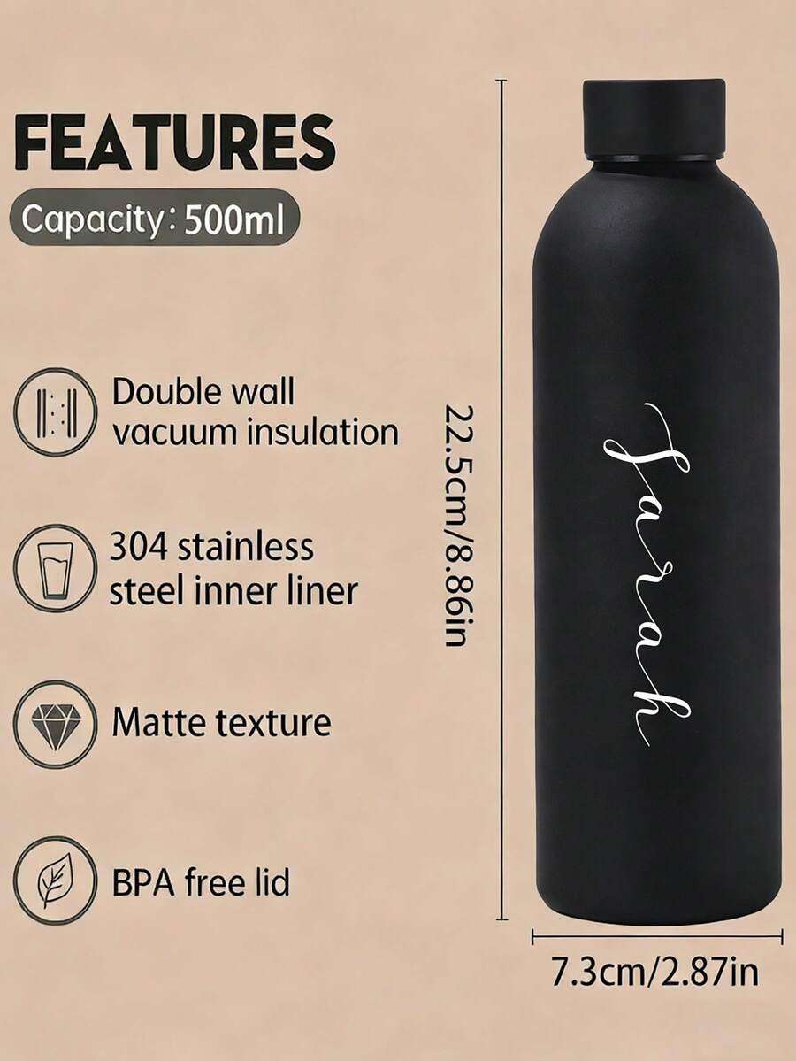 Personalizovana šolja/boca za kafu i sokove od nerđajućeg čelika, sportska boca za vodu, 500ml/17oz