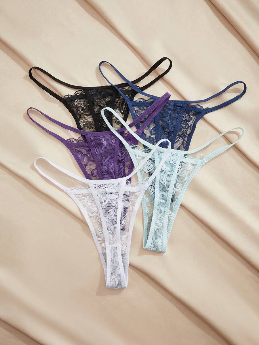 5 kom/pakovanje seksi ženske gaćice G-string od čipke, prozračne i udobne