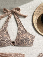 Ženski Krojeni Bikini 3u 1 Set Ukrašen Zlatnim Prstenovima