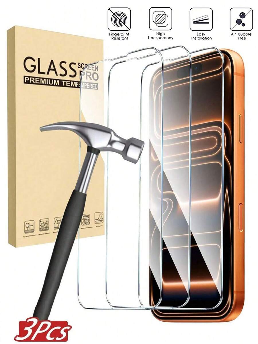 Pakovanje od 3 ultra izdržljiva HD kaljena stakla za zaštitu celog ekrana, kompatibilna sa iPhone 18 Pro/18 Pro Max/17/17Pro/17Air/17Pro Max, 16/16Pro/16Plus/16Pro Max, 15/15Plus/15Pro/15Pro Max, 14/14Plus/14Pro/14Pro Max/13/13Pro/13Pro Max/12/11/11Pro/11