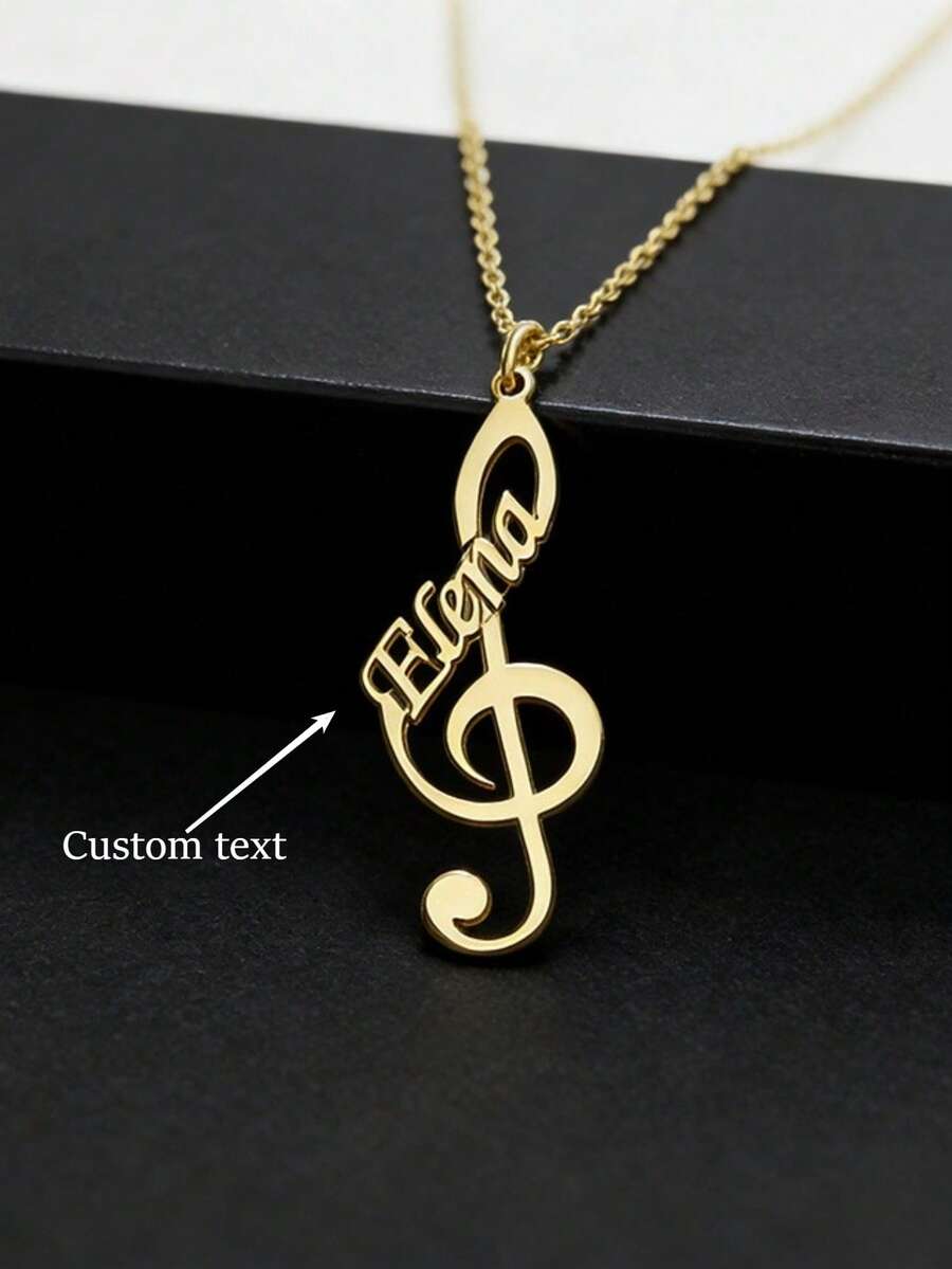 Personalizovana ogrlica sa muzičkom notom i imenom