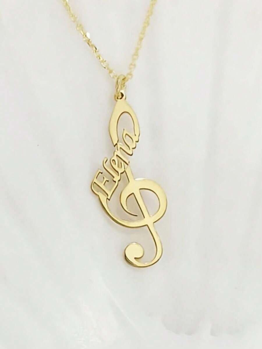 Personalizovana ogrlica sa muzičkom notom i imenom