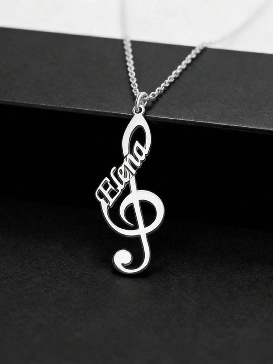 Personalizovana ogrlica sa muzičkom notom i imenom