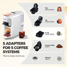 CAFELFFE 1 Unit CAFELFE 20BAR 5-In-1 Hot & Cold Capsule Coffee Machine, With 7-Level Water Volume Adjustment